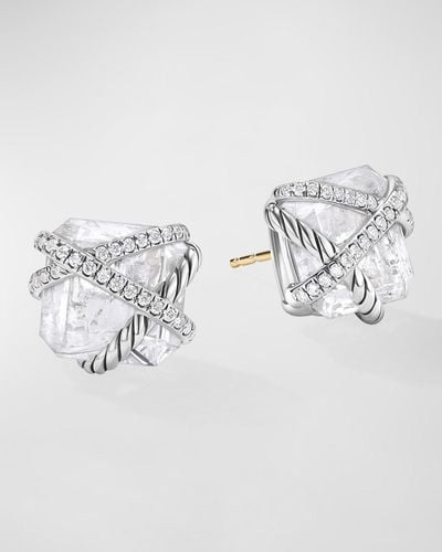 David Yurman Cable Wrap Stud Earrings With And Diamonds - Metallic