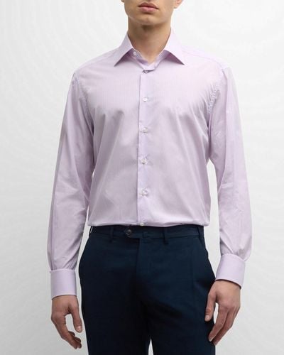 Stefano Ricci Giza Egyptian Cotton Stripe Dress Shirt - Purple