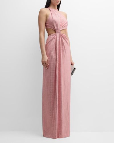Area Crystal Gown With Knot Detail - Pink