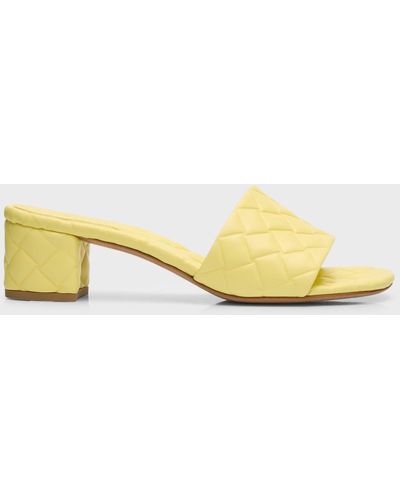 Bottega Veneta Quilted Leather Mule Sandals - Yellow
