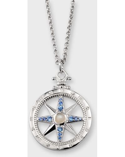 Monica Rich Kosann Sterling Adventure Compass Pendant Necklace - White