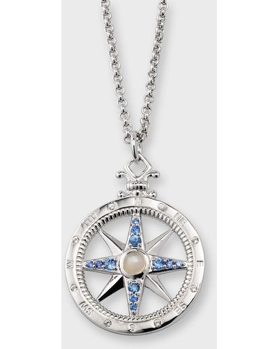 Monica Rich Kosann Sterling Silver Adventure Compass Pendant Necklace - White