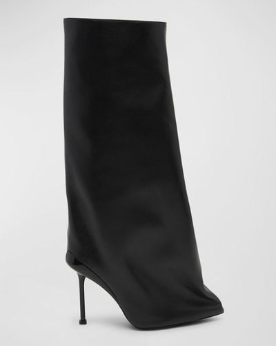 Alexander McQueen Calfskin Baggy Stiletto Mid Boots - Black