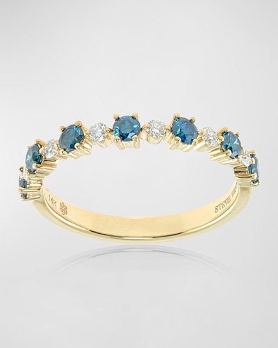 Stevie Wren 14k Gold Flowerette Blue Diamond Stack Ring - Metallic
