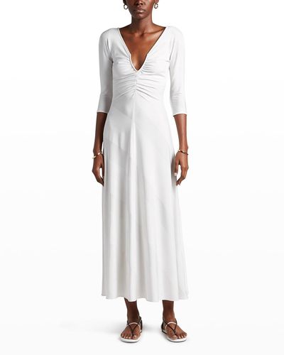Giorgio Armani Diagonal Striped Jacquard Jersey Maxi Dress - White
