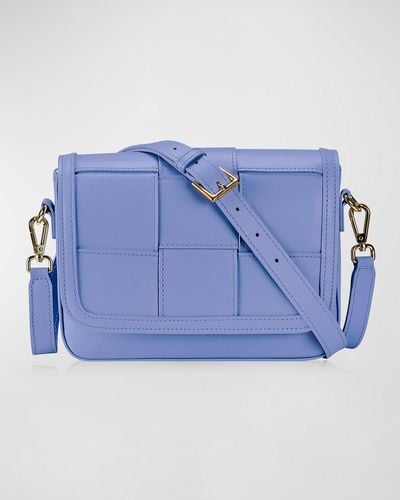 Gigi New York Lily Woven Leather Crossbody Bag - Blue