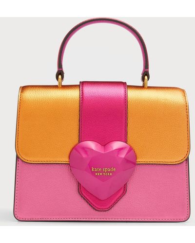Kate Spade Bijou Mini Heart Colorblock Metalic Top-handle Bag - Pink