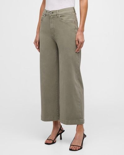DL1961 Hepburn Wide-Leg High Rise Vintage Crop Jeans - Natural
