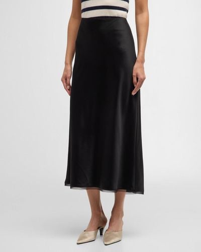 La Ligne Satin Bias-Cut Slip Skirt - Black