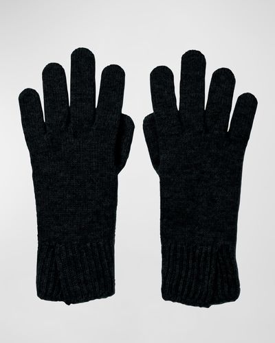 Johnstons of Elgin Black Split Cuff Cashmere Gloves