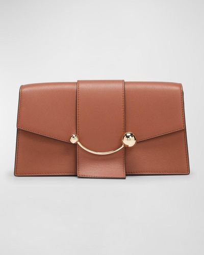 Strathberry Crescent Mini Flap Leather Crossbody Bag - Brown