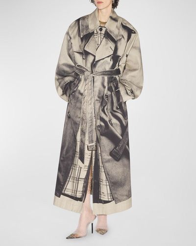 Jean Paul Gaultier Trench Trompe Loeil Belted Oversized Trench Coat - Multicolor