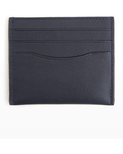 ROYCE New York Personalized Leather Rfid-blocking Minimalist Card Case - Blue