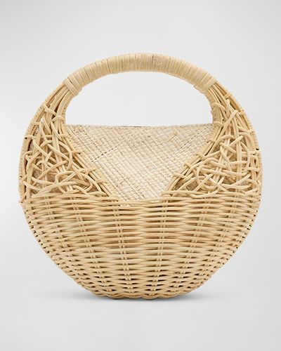 Ulla Johnson Sea Shell Straw Basket Top-Handle Bag - Metallic