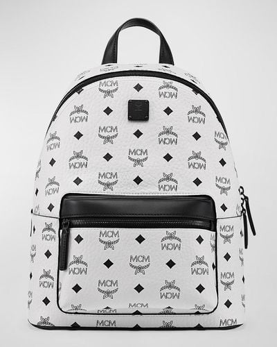 MCM Stark Small Logo Zip Backpack - Gray