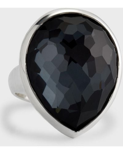 Ippolita 925 Rock Candy® Teardrop Ring In Rock Crystal And Hematite Doublet - Black