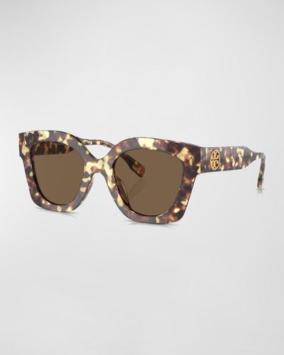 Tory Burch Oversized Acetate Cat-Eye Sunglasses - Brown
