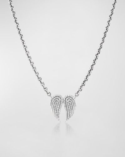 Sheryl Lowe Pave Diamond Angel Wing Chain Necklace - Metallic
