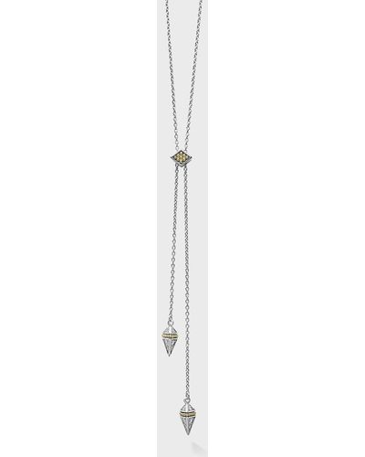 Lagos Ksl Two-Tone Diamond Small Drop Slide Lariat Necklace - White