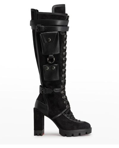 Christian Louboutin Sand And Glory Red Sole Knee Boots - Black