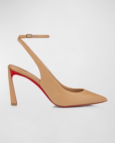 Christian Louboutin Condora Leather Sole Ankle-Strap Pumps - White