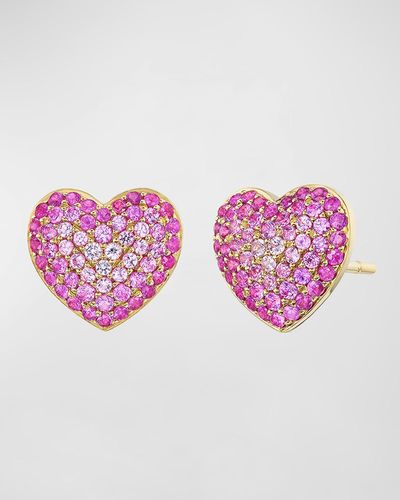 Emily P. Wheeler Lucy Stud Earrings In 18k Yellow Gold And Pink Sapphires