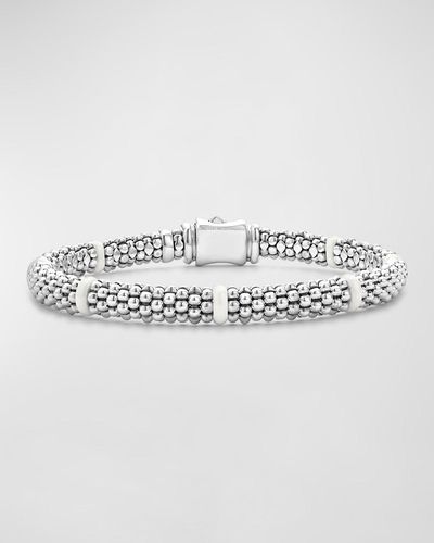 Lagos Sterling Silver Caviar Ceramic Station Bracelet - Metallic