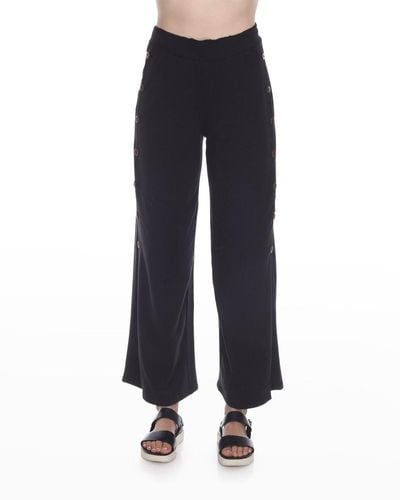 Neon Buddha Ideal Ankle Pants With Button Detail - Blue