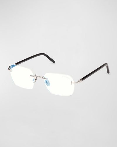 Tom Ford Rimless Rectangle Blue Light-blocking Glasses - Metallic