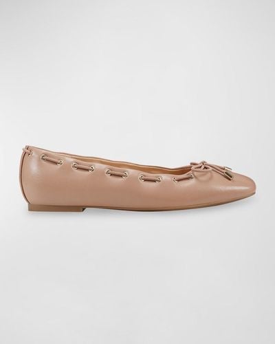 Marc Fisher Letizia Leather Bow Ballet Flats - Natural