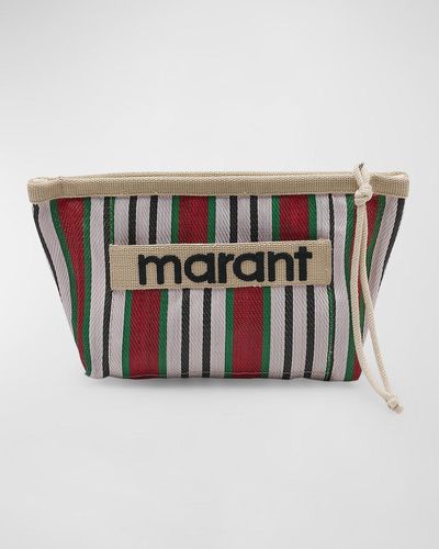 Isabel Marant Powden Striped Canvas Clutch Bag - White