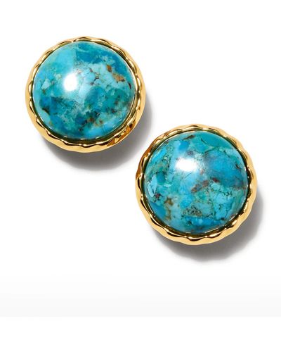 Nest Turquoise Bezel Clip Back Earrings - Blue