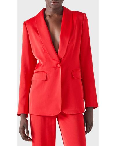 LK Bennett Seydoux Shawl-Collar Single-Button Jacket - Red