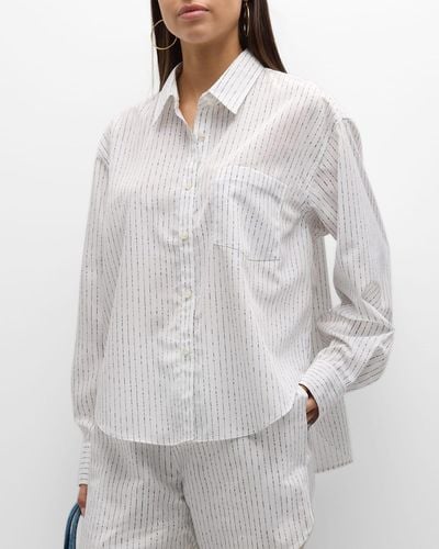 RECTO. Striped Classic Button-Front Shirt - Gray