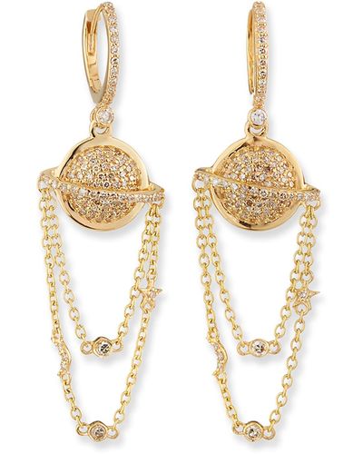 Kastel Jewelry Cosmos Planet 14k Chain Earrings - Metallic