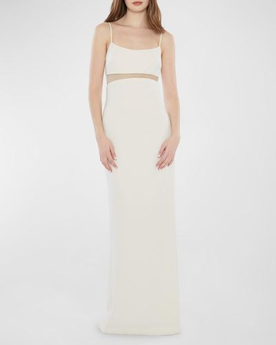 Likely Stefania Sheer-Panel Column Gown - White