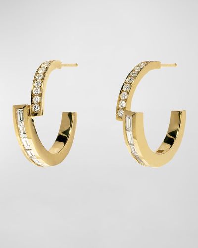 Azlee 18k Yellow Gold Diamond Hoop Earrings - Metallic
