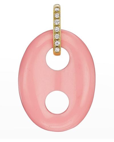 Jenna Blake Yellow Gold Mariner Link Charm With Diamond Bale And Coral Stone - Pink