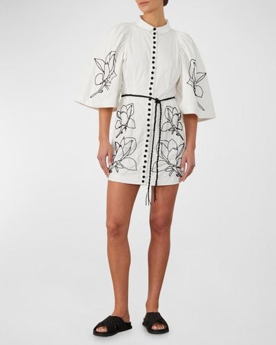 Joslin Studio Charleigh Beaded Organic Cotton Mini Dress - White