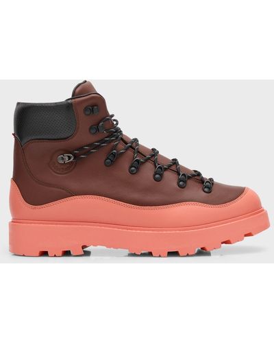 Moncler X Palm Angels Peka Water-Repellent Leather Hiking Boots - Brown