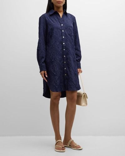 Finley Alex Textured Jacquard Midi Shirtdress - Blue