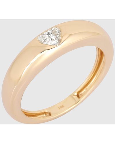 Kastel Jewelry Heart Diamond Ring In 14k Yellow Gold, Size 7 - White