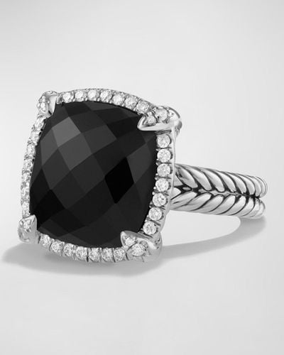 David Yurman 14mm Chatelaine Ring With Diamonds - Black