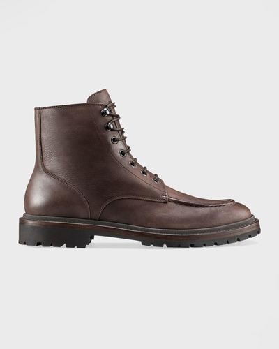 KOIO Milo Leather Lace-Up Combat Boots - Brown