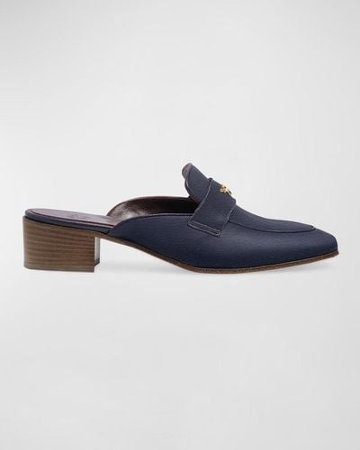 Bougeotte Leather Loafer Mules - Blue