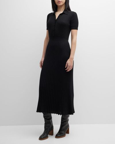 Gabriela Hearst Amor Polo Ribbed Cashmere Dress - Black