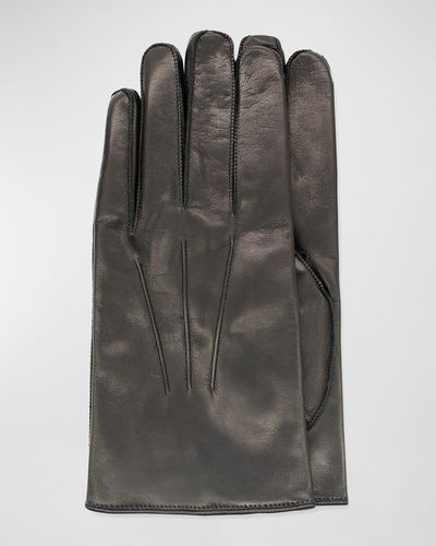 Portolano Napa Leather Whipstitched Gloves - Gray