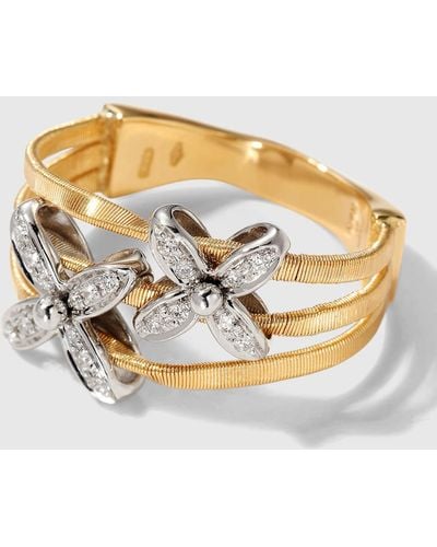 Marco Bicego Marrakech Onde 18k Yellow And White Gold 3-row Diamond Ring Size 7 - Metallic