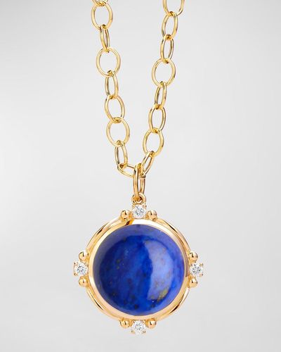 Syna 18k Yellow Gold Lapis Lazuli Mogul Pendant Necklace With Diamonds - Blue