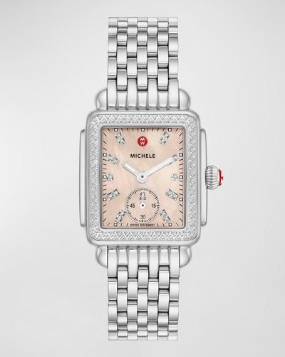 Michele Deco Mid Diamond Watch - White